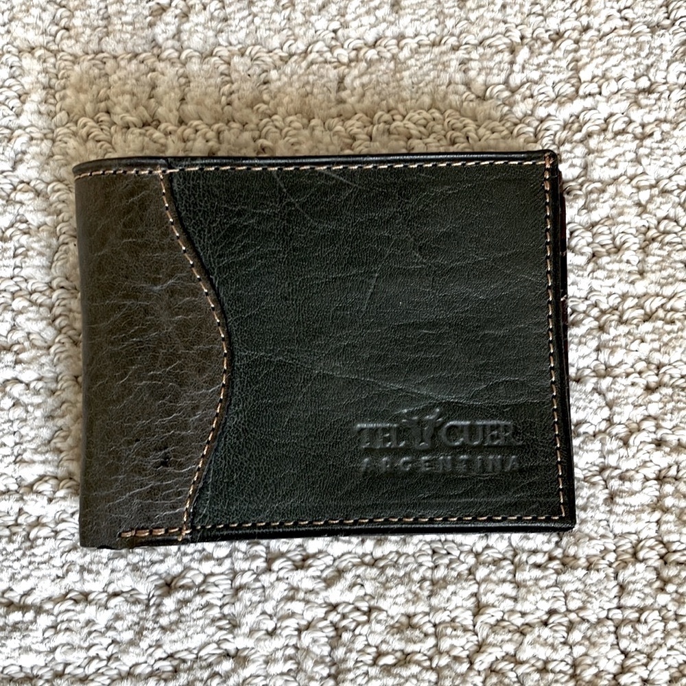 Telcuer Argentina Men's Bifold Leather Wallet Dark Green/Brown